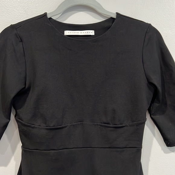 Susana Monaco Open Back Sexy Little Black Short Sleeve Stretch Mini Dress M 6 8 - Picture 5 of 12